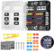 HOISGEAR 6 Fach Sicherungshalter, KFZ Sicherungskasten ATC/ATO 12V/24V Blade Sicherungsblock DC 12V 100A Sicherungskasten mit 16pcs Sicherungen und LED-Anzeige Schutzabdeckung für KFZ Boot LKW RV Van