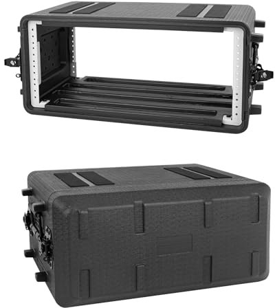 HOHIYO Rack-Gehäuse, 4U, flach, 30,5 cm Tiefe, 48,3 cm Rackmount-Flightcase, strapazierfähiges HDPE, wasserdicht, staubdicht, stoßdämpfend, mit Mikrofonfächern (260–4U)