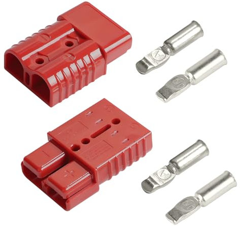 efuturetime 2 Pezzi. Connettore Anderson 175A 600V, Connettore Batteria a Disconnessione Rapida, Connettore ad Alta Corrente per Auto, Roulotte, Barche, Sistemi Solari, Rosso