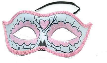 Aries boutique Gesichtsmaske, Tag der Toten, Gesichtsmaske, Gesichtsmaske, hellrosa Glitter, Augenmaske.