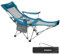 #WEJOY Chaise de camping pliable 2 en 1 avec dossier réglable et repose-pieds - Chaise de relaxation avec porte-gobelet - Chaise longue pour la pêche en plein air et le camping