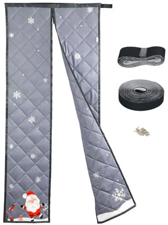 Magnet Wärmeschutzvorhang für Türen,Weihnachten Thermo Türvorhang Kälteschutz neuestes Modell,Isolier Schutz Vorhang,Haustierfreundlich,Wasserdicht,Winddicht,Gegen Kälte Haustür Winter (90 * 210cm)