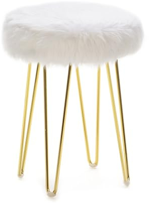 TABURETE 35X35X48 METAL DORADO/TELA BLANCO