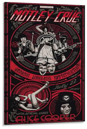 JOPJDKSN Motley Crue GigFashion Poster, dekoratives Gemälde, Leinwand, Wandkunst, Wohnzimmer, Poster, Schlafzimmer, Gemälde, Wohnzimmer, Klassenzimmer, Fitnessraum, 60 x 90 cm