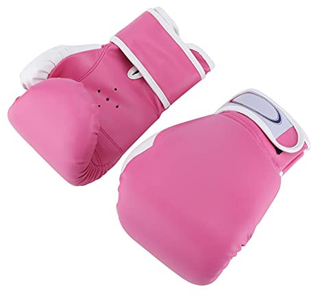 Guantes de boxeo para niños, guantes de Muay Thai para niños y niñas, guantes de entrenamiento de piel sintética con agujeros de ventilación, alta elasticidad y comodidad (rosa)