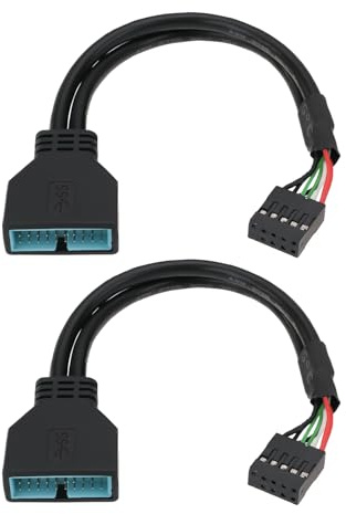 EMSea 2pcs Cable Adapter USB 3.0 19pin Male Connector to USB 2.0 Internal 9pin Connector Suitable for Chassis External 3.0 Interface (20cm)