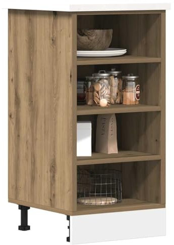 WIFESE Unterschrank Küchenunterschrank Küche Organizer Geräumiger Küchenschrank mit Viel Stauraum Aufbewahrungsschrank Artisan-Eiche 40x44,5x81,5 cm Holzwerkstoff