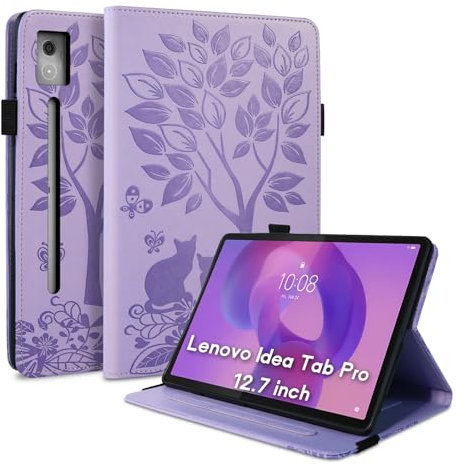 LSPCASA Custodia per Lenovo Idea Tab Pro 12.7 Pollici 2025 PU Leather Cover Con Slot Per Carte Folio Stand Protettiva Case Tablet Cover per Lenovo Idea Tab Pro-Viola