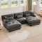 Dolamaní Modernes Sofa 5 Sitzer U-Form Couch, Ecksofa Sofacouch Samtstoff, Big Sofa inkl. Hocker Samtcouch Wohnzimmer (Dunkel Grau)