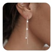 RIXERKOC Orecchini pendenti a Catena Lunghi in Oro/Argento, Orecchini a Filetto Ipoallergenici con Zirconi Orecchini a Nappina Lunghi Regali di Gioielli per Matrimonio Festa della Mamma (Argento)