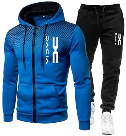 RUMAOZIA Tracksuit Set Men Regular Fit Sports Suit 2-Piece Jogging Suit Hip Hop Streetwear Teenager Sportswear Winter Padded Tracksuit with Hoodie and Jogging Pants Sports Suit, Z03 Blue, XL
