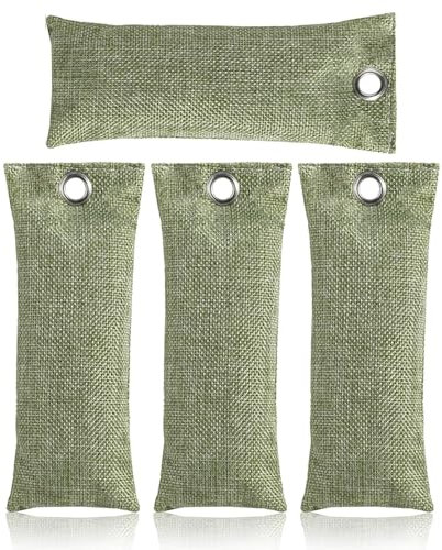 Voarge 4 Stück Aktivkohle Schuh-Geruchsentferner, Schuhdeo Beutel, Schuhkissen Mit Bambus Aktivkohle Gegen Fußgeruch, Natürlicher Schuhtrockner