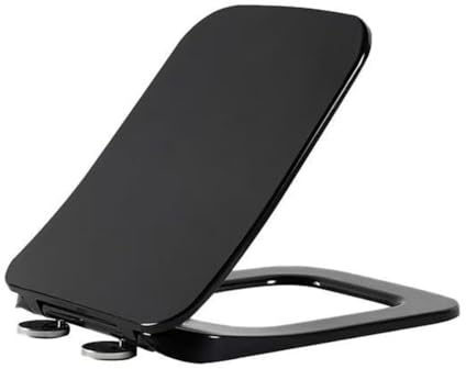 Brigtviee Lunette De Toilette CarréE,Cuvette Toilette avec Frein De Chute,Installation Facile avec Fixation SupéRieure Et CharnièRes RéGlables,Carré Abattant WC Universel Clipsable,Noir
