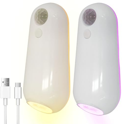 Toaboa Toilettenlicht mit Bewegungsmelder WC Nachtlicht mit Acht Farbstufen Automatische Erkennung Batterie Lange Akkulaufzeit Toilettenbeleuchtung für Badezimmer Flure Treppen Schlafzimmer (2pcs)