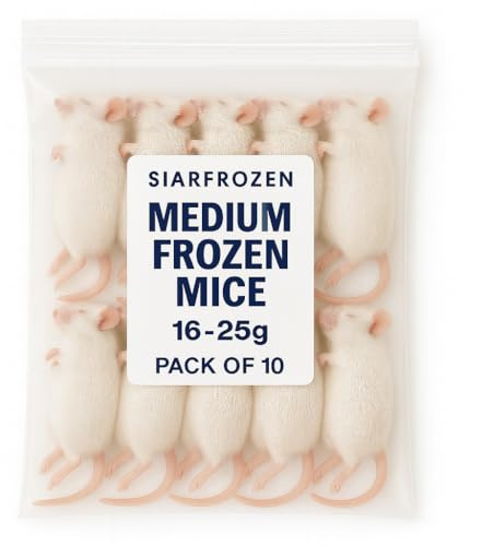 SiarFrozen Medium Frozen Mice 16-25g (Pack of 10) | Frozen Feeder Mice for Snakes, Lizards, Monitors & Birds of Prey | Natural Whole Prey Food | Individually Frozen | High Protein Reptile Food