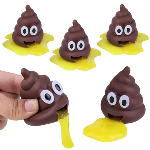 Lot de 4 balles Anti-Stress en Forme de Caca, balles à vomir, balles Anti-Stress en Forme de Saucisse de Caca, Jouets en Forme de Saucisse de Caca pour vomir, balles à Presser Amusantes