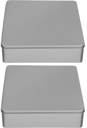 GLEAVI Tinplate Biscuit Boxes: Extra-Large Metal Cookie Tins - 2pcs Portable Storage Containers for Kitchen Organisation & Gifting (Silver)