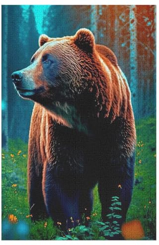 Bear 1000 Piece Jigsaw Puzzles for Adults Wooden Puzzle Challenging Game Family for Gifts （78×53cm）