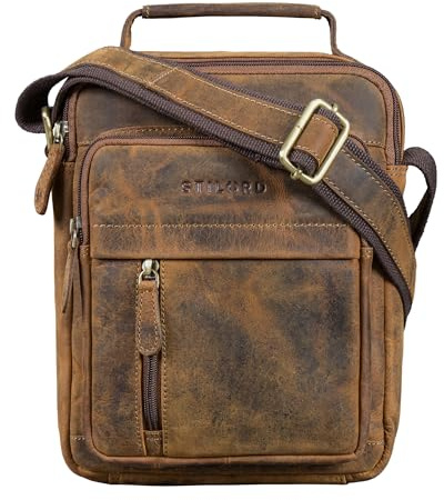 STILORD Ruben Umhängetasche Braun Herren Leder Klein Crossbody Bag Männer Echtleder Schultertasche Ledertasche mit Henkel für Alltag Reisen Büro Messenger Bag 10,9 Zoll
