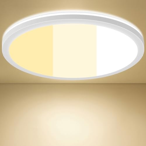 LEZOE LED Deckenleuchte 24W, 185 lm/W 4450LM 3000K/4000K/6500K Einstellbar, Deckenlampe Panel für Schlafzimmer, Küche, Bad, Wohnzimmer, Flur, Balkon (mit Energieklasse-B Lichtquelle) ₵400X28.5MM