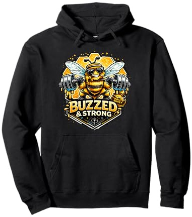 Motif Abeille Buzzed & Strong Honey Barbell Sweat à Capuche