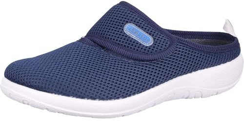 Fly Flot Damen Pantoffel Hausschuh Mesh breiter Klett 320308, Größe:42 EU, Farbe:Blau