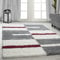Carpetsale24 Hochflor Teppich 240 x 340 cm Rot-Grau – Weicher Shaggy Flokati im Karierten Design – XL Wohnteppich für große Räume wie Wohnzimmer, Essbereich oder Schlafzimmer – Pflegeleicht