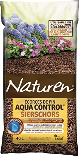 NATUREN NATECOR - Paillage d'Ecorces de Pin Naturel 40 L - Efficace Contre la levée des Mauvaises Herbes - Retient l'humidité jusqu'à 6 Fois Plus Longtemps - Paillage idéal allées, massifs, Bordures