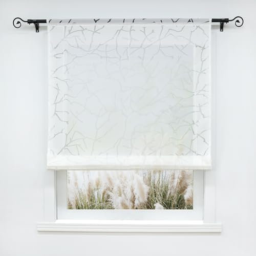 Raffgardine bändchenrollo Tunnelzug Ausbrenners faltrollo weiß raffrollo BxH 100x155cm