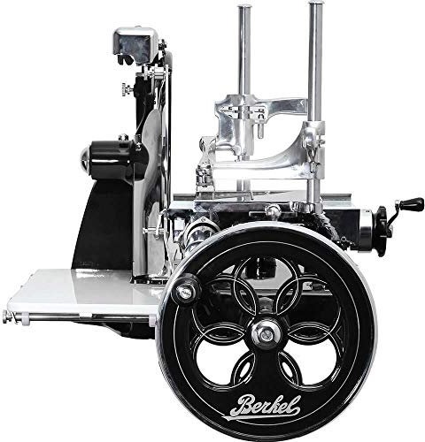 Berkel Volano P15 handbetriebene Aufschnittmaschine mit Blütenverziertes Schwungrad und Messerdurchmesser 285 mm Schwarz
