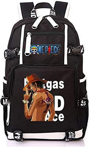 WANHONGYUE One Piece Portgas D Ace Anime Backpack Student Schultasche Laptop Rucksäcke Freizeittasche Daypack Schwarz-3