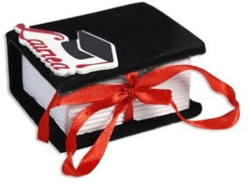 TrAdE Shop Traesio 12 BOMBONIERA Laurea Porta Confetti con Vassoio A Forma di Libro Nero Velluto