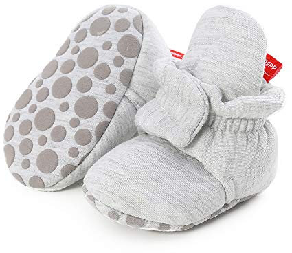 Stivali Invernali per Neonato Unisex Fondo Morbido Antiscivolo Stivali da Neve Bambino Cotone Piatto Pelliccia Calzino Bootie Regolabile (12-18 mesi, D_ Grigio Chiaro)
