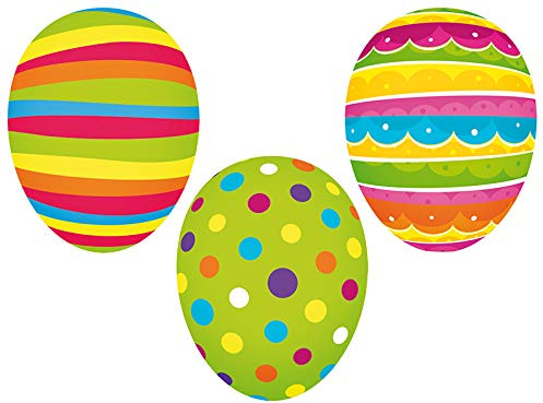 Nestler 3er Set Ostereier zum Befüllen Größe 18 cm - Handgemachte Eier aus Pappe in verschiedenen Größen - buntes Motiv Kunterbunt - Liebevolles Ostergeschenk (18cm)
