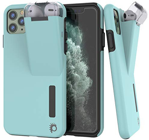 Punkcase iPhone 11 Pro Airpod Charging Case Holder | Slim & Durable 2 in 1 Cover Designed for iPhone 11 Pro (5.8) | Protects Your Phone + Stores & Charges Your AirPods Gen. 1 & 2 [Teal}