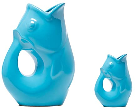 Gurgle Pot - Marseille-Blau, 2er-Set, französisch inspiriertes Design, großer Krug mit passendem Creamer, das perfekte Geschirr für drinnen oder draußen.