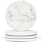 Naivasha Homeware Marmor-Untersetzer, 4er-Set, atemberaubende Keramik-Untersetzer in glänzender Oberfläche, Elegante Stein-Untersetzer mit Rutschfester Korkunterseite für Tassen und Gläser, weißer