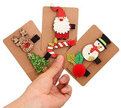 FENGHUNAYUE Schöne Weihnachts-Haarspangen Mädchen Haarnadel 3 Stück Haarschmuck für Babys Kinder als Geburtstags- und Kindertagsgeschenk