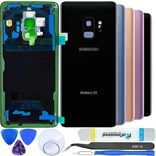 iStable Akkudeckel Set für Samsung Galaxy S9 G960 Rückseite Glas mit Kamera Linse Deckel Backcover -Original Schwarz