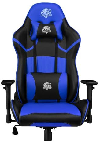ONE GAMING Chair Pro Dark Blue - Ergonomischer Gamingstuhl - Verstellbare Armlehne & Höhe - Inkl. Kissen - Maximalbelastung 130 Kg - Chefsessel - Bürostuhl - Schreibtischstuhl