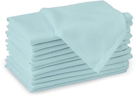 Encasa XO Baumwollstoffservietten | 12er-Set | Größe 43x43 cm | Egg Blue Volltonfarbe | Waschmaschinenfest