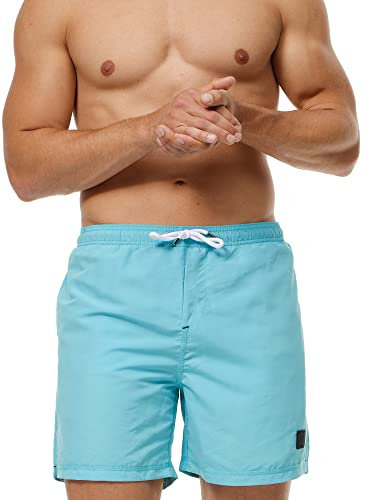 Indicode Herren Ferguson Badehose mit 3 Taschen und Tunnelzug | Badeshorts für Männer Maui Blue, S