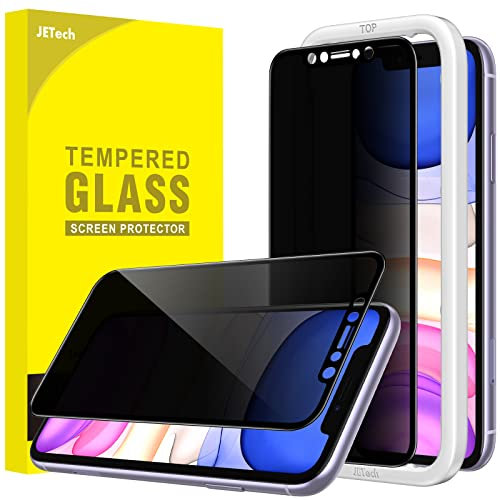 JETech 4 Vías 360° Privacidad Protector de Pantalla para iPhone 11/iPhone XR 6,1 Pulgadas, Cristal Vidrio Templado Anti Espía Cobertura Completa con Marco de Instalación Fácil, 2 Unidades