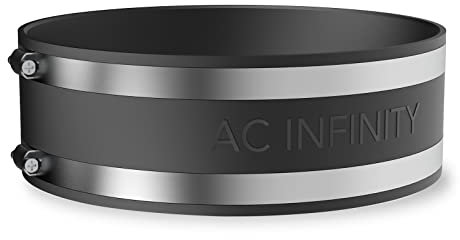 AC Infinity Noise Reduction Clamp 8-Inch, Duct Coupler with Stainless Steel Clamps, Flexible Rubber Coupling for Inline Fans and Carbon Filters in Growing and HVAC