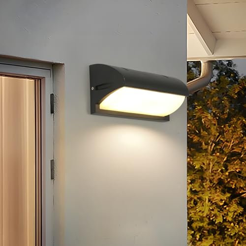 Goeco Aplique de Pared Exterior LED, 18W Lampara Exterior Moderno, IP65 Impermeable Aluminio Aplique Exterior LED para Garaje, Patio, Balcón, 3000K Luz Blanca Cálida
