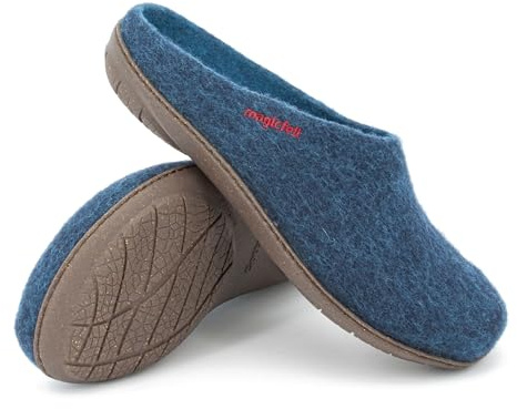 Magicfelt 736 Filzpantoffel für Damen & Herren aus 100% Merinowolle Dark Petrol, 40