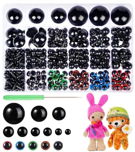 816 Stück 6-30 MM Bunte Sicherheitsaugen für Häkeltiere aus Kunststoff Häkel Augen mit Unterlegscheiben Amigurumi Augen Knopfaugen Puppenaugen für Amigurumi DIY Puppe Plüschtier Ostern Dekorationen