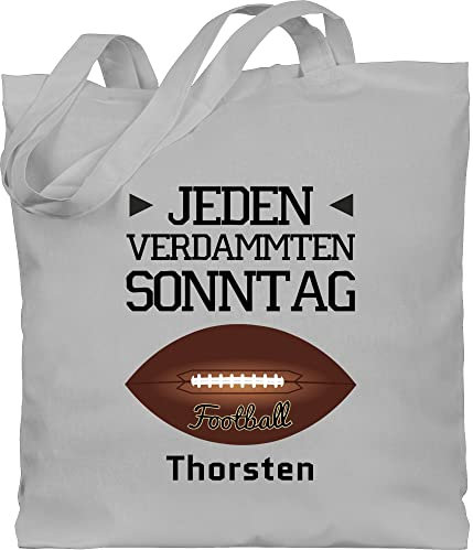 Geschenk mit Namen personalisiert by Shirtracer Baumwolltasche - American Football Geschenke Superbowl - Jeden verdammten Sonntag - Wunschname - Unisize - Hellgrau - jedem