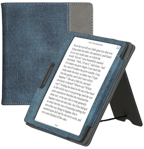 kwmobile Étui Compatible avec Onyx Boox Leaf 2 Coque - Étui à Rabat magnétique Tablette eReader Similicuir - Bleu foncé-Gris foncé