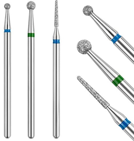 Difenni Cuticle Drill Bit,Cuticle Drill Bits for nails 3pcs Diamond Nail Drill Bits for 3/32''Electric Nail File Machine Pedicure Tool
